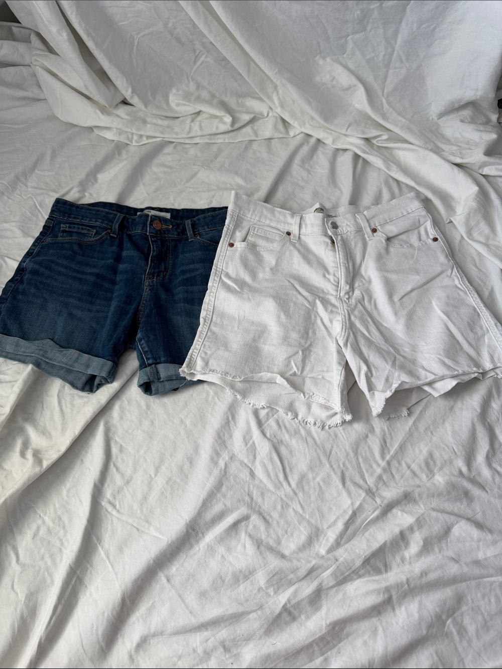 Signature by Levi Strauss White and Dark Blue Denim Shorts Duo